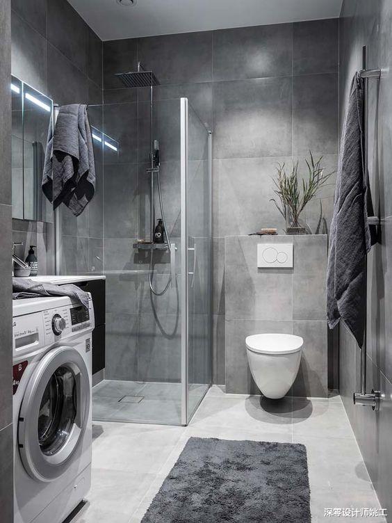 不到6㎡的卫生间,搭配瓷砖务必遵循“墙浅地深”口诀,提亮不显压抑