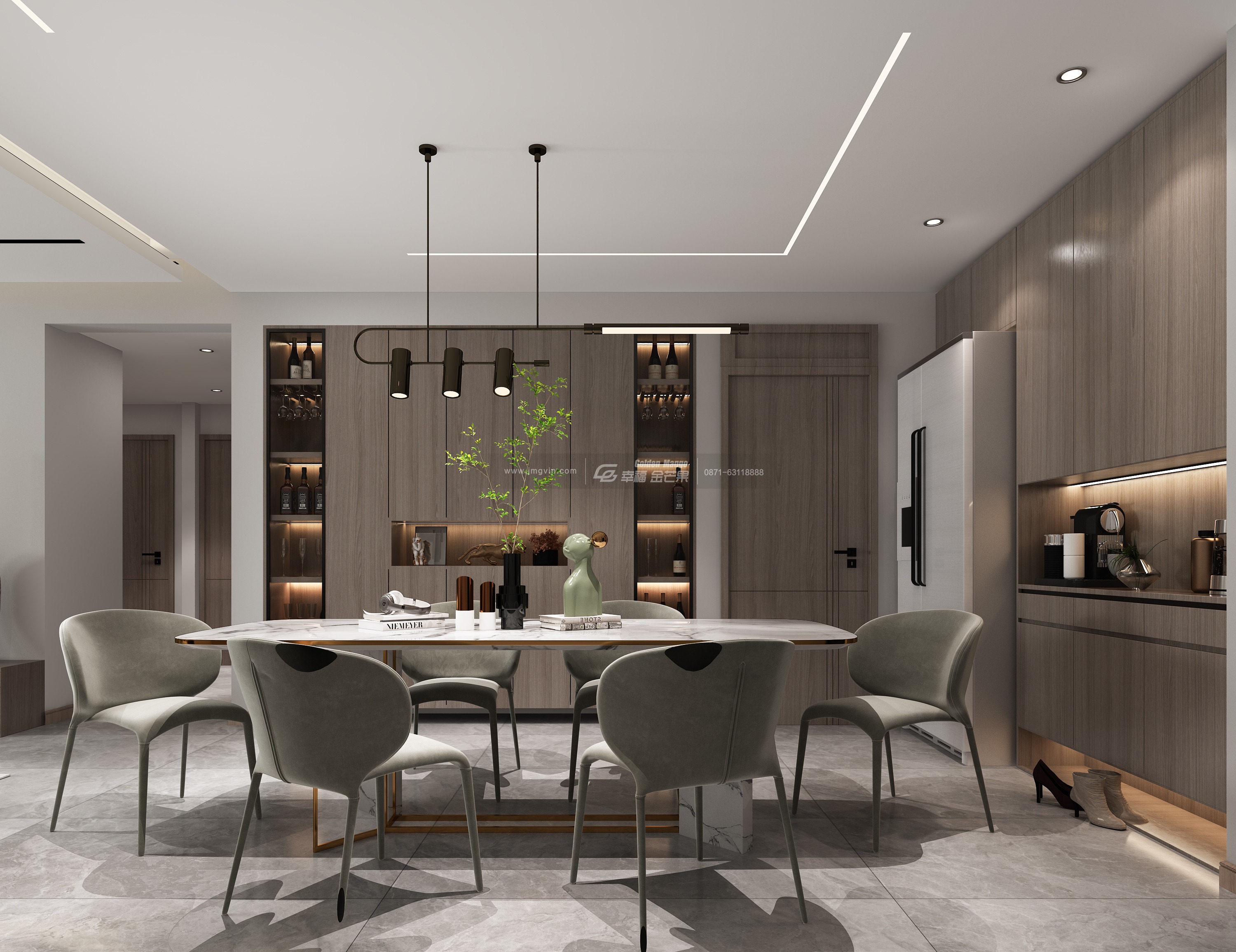 滇池名门127㎡现代风格:房间装成暖灰色,赞爆朋友圈