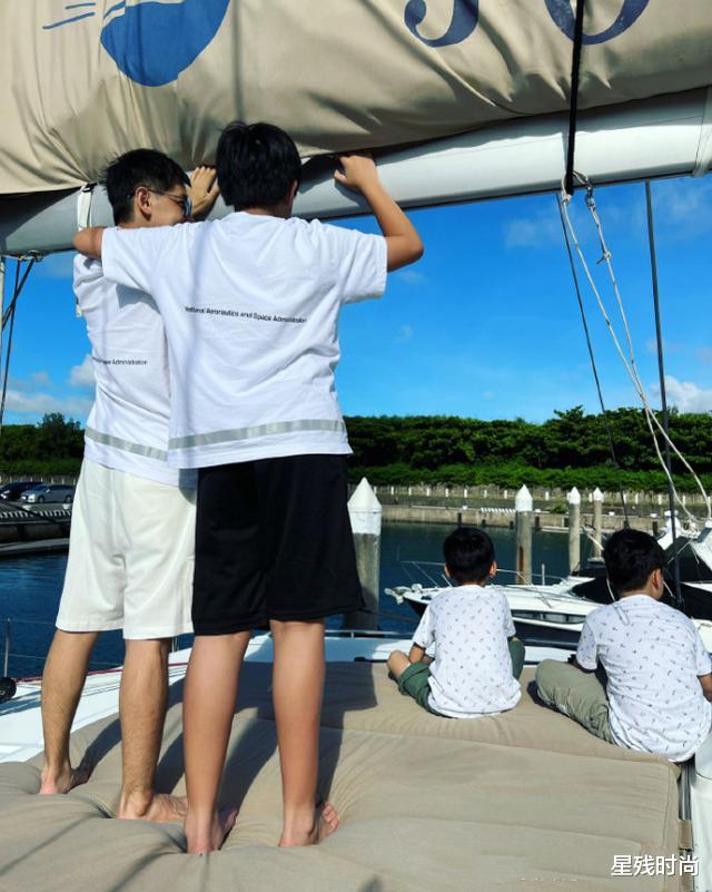 林志颖晒一家五口出游照，12岁Kimi跟爸爸一样高