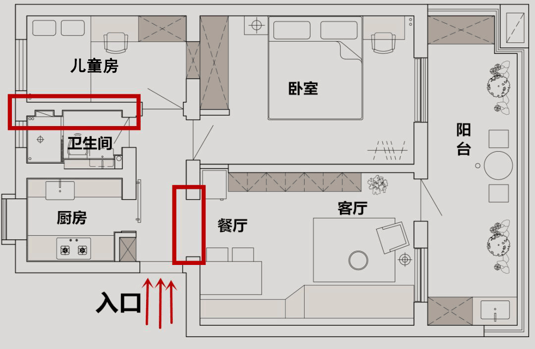 60㎡老房改造,逆袭三卧两厅,还有奢阔阳台,网友:向往的生活!