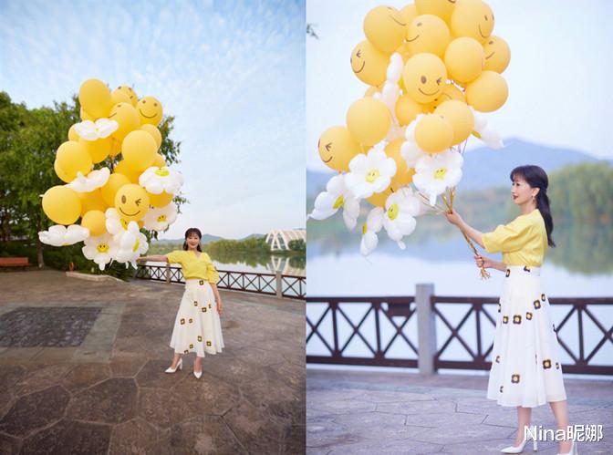 赵雅芝|赵雅芝肉眼可见的老了，穿半身裙拽气球眼神疲惫，特写下眼角鱼尾纹抢镜