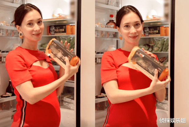 卢靖姗|卢靖姗晒孕期营养餐，穿红色孕妇裙肚大如箩身形纤细，面容显憔悴