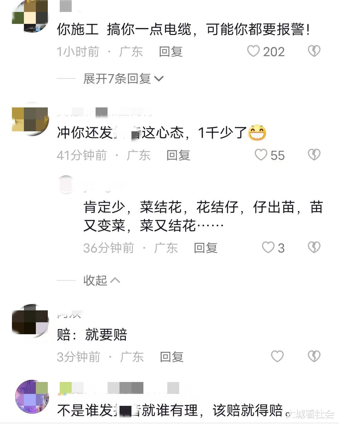 讹诈?广东一老板施工时踩到菜地,村民拿着菜刀阻拦:赔1000元