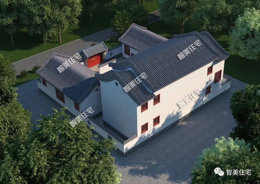 简约复古的中式三合院,白墙灰瓦久看不腻,老家房子这样建真长脸