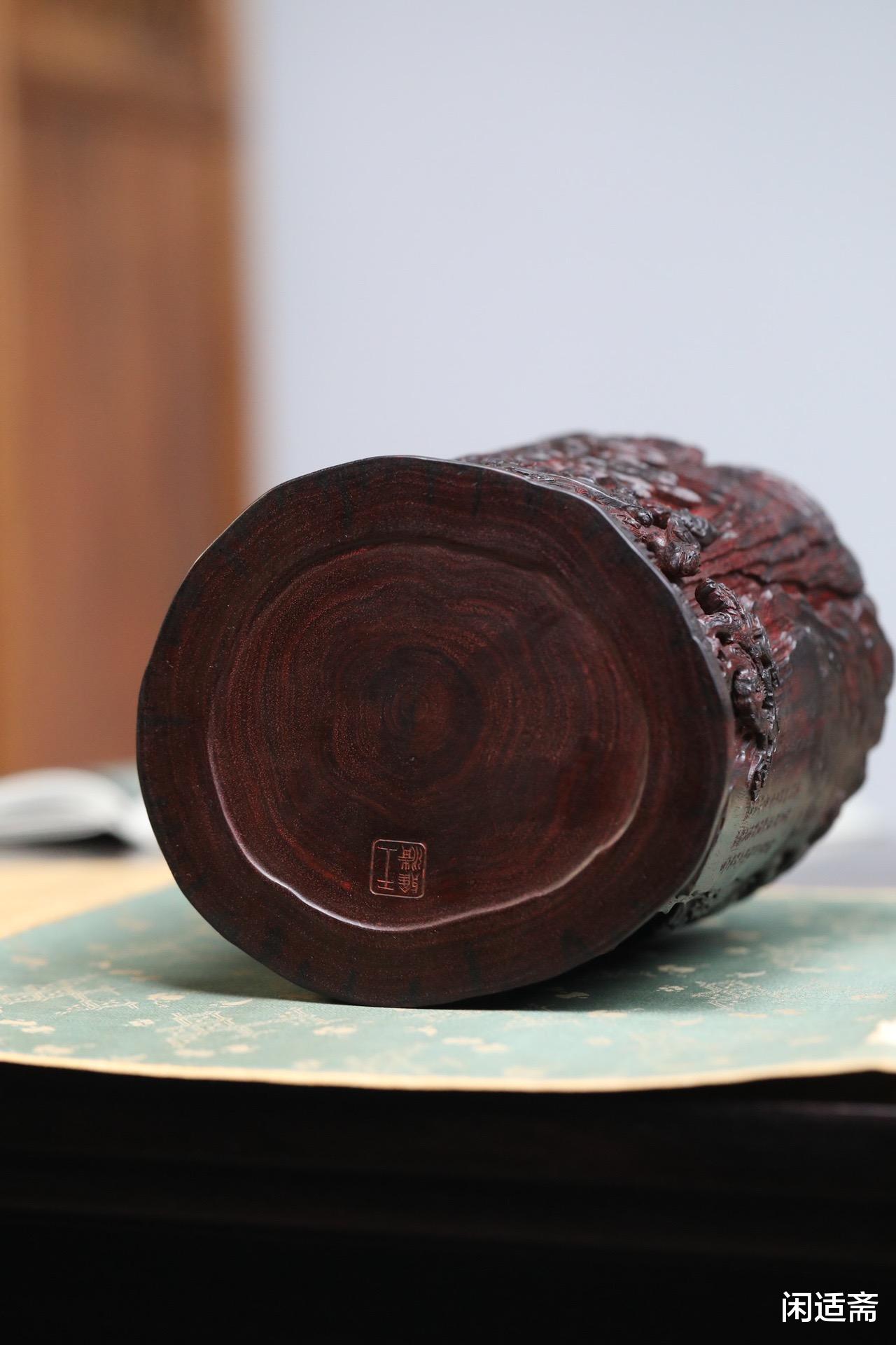 笔筒|文房雅器,小叶紫檀,东山捷报图,笔筒