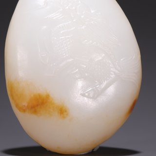 和田玉籽料|旧藏·和田玉籽料麒麟纹原石雕