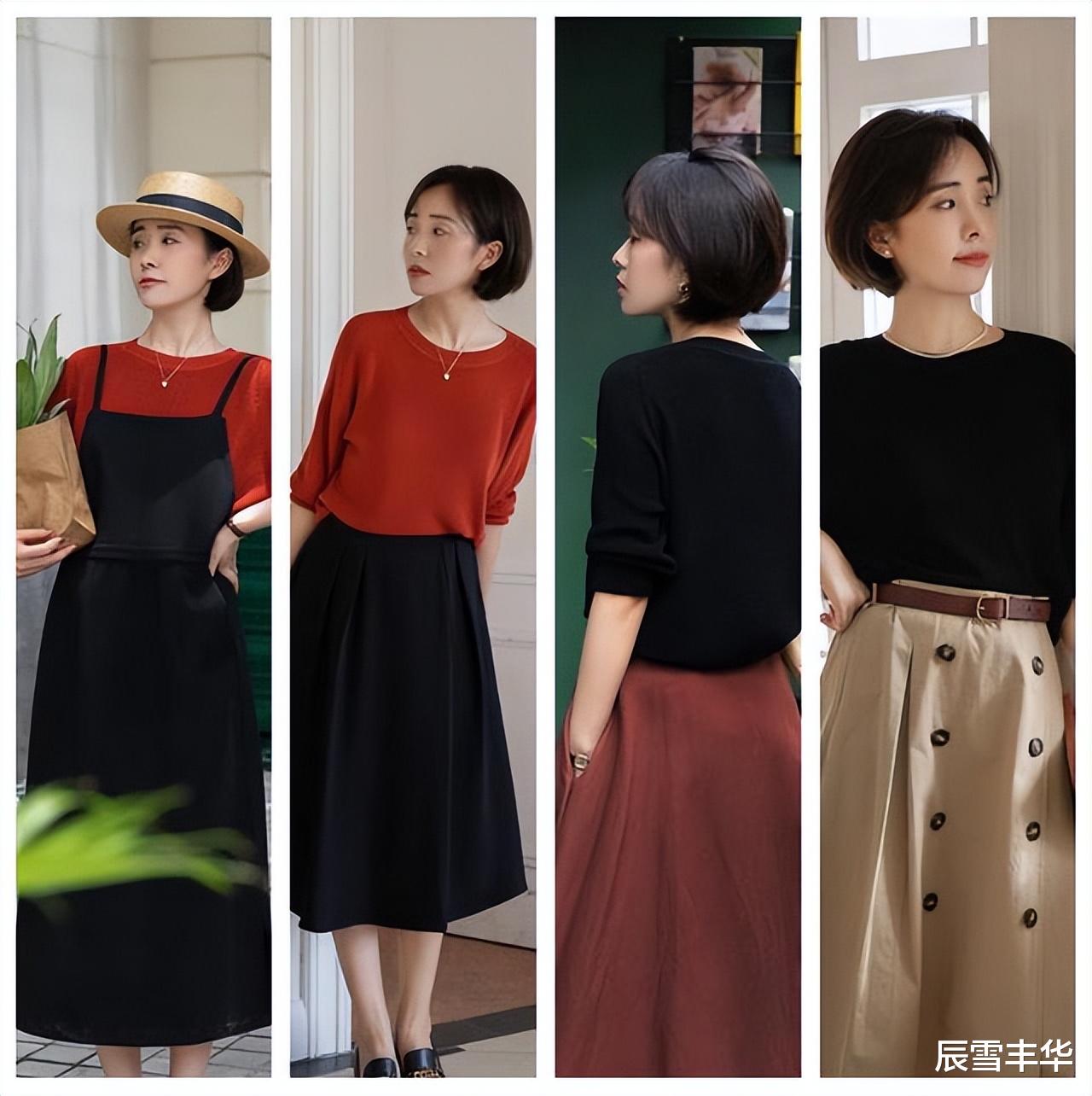 过了40岁的女人这样穿:天丝蝙蝠衫+半裙,美得细腻温婉且高级