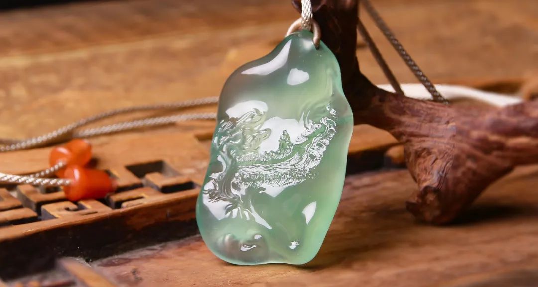 翡翠|极品晴底金丝翡翠片料，私人定制雕刻捕鱼题材，让你看到什么叫精品！