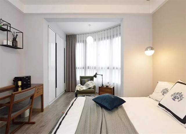 67平简约风一居室加一个开放式书房,这样的家更浪漫