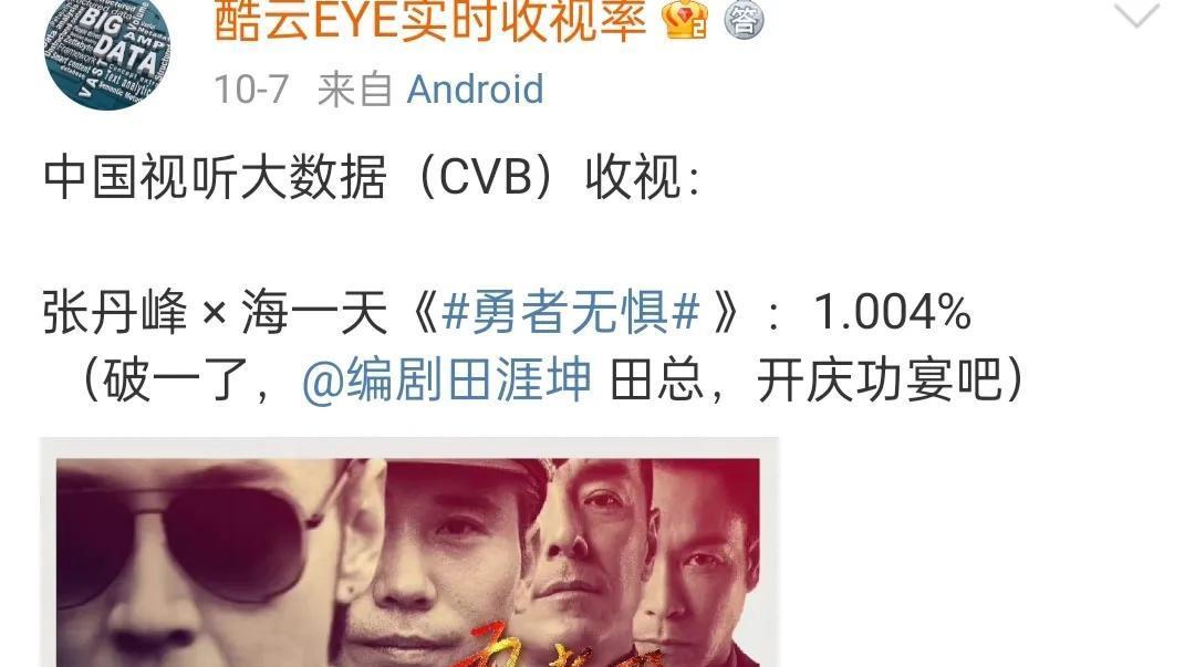 勇者无惧|无流量零宣发,《勇者无惧》收官收视率破1,编剧发文表示满意