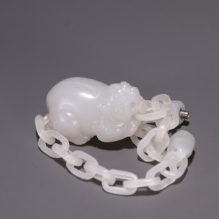 玉雕|旧藏·和田玉雕貔貅锁链手链