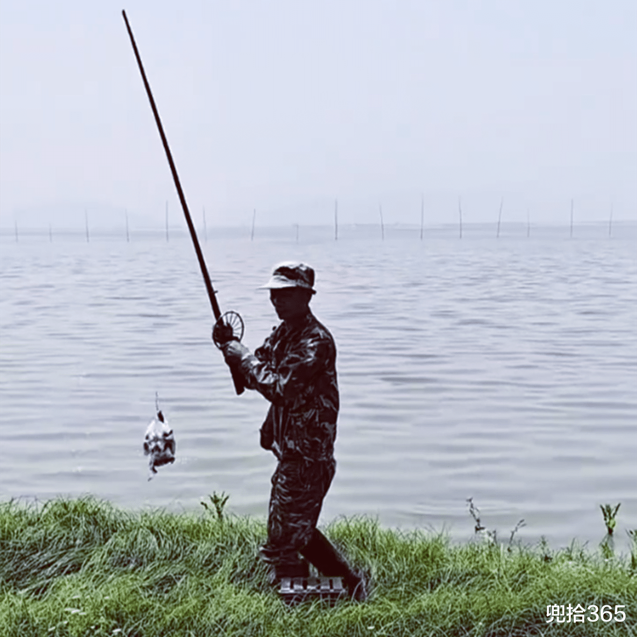 |钓鱼人出圈了!男子扛“枪”坐岸边发现甲鱼就出手,还是百发百中