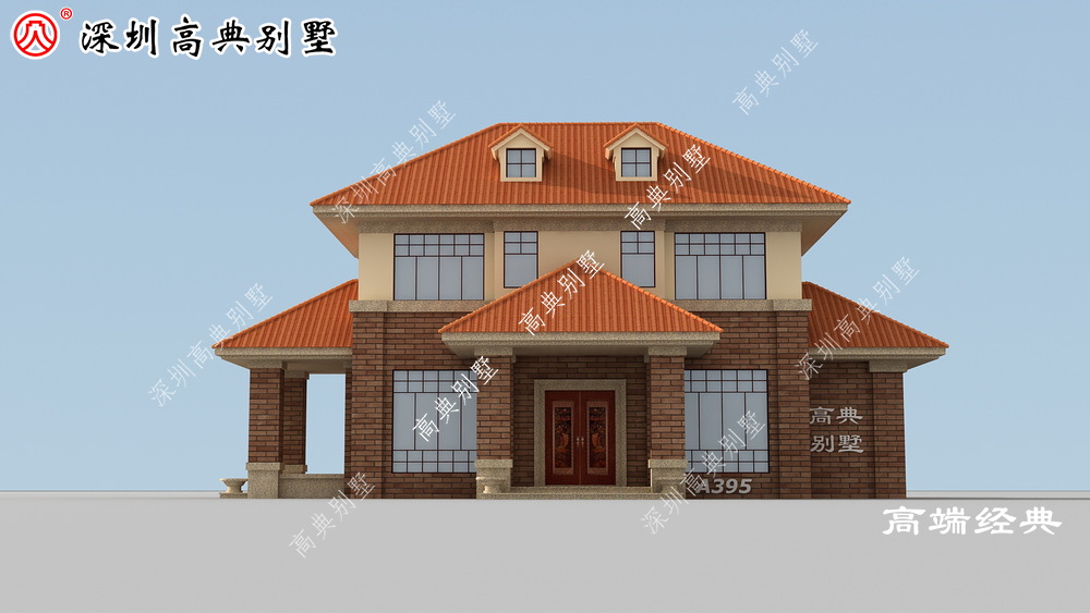 对称两层设计，坡顶设计造型更别致，采光通风极佳