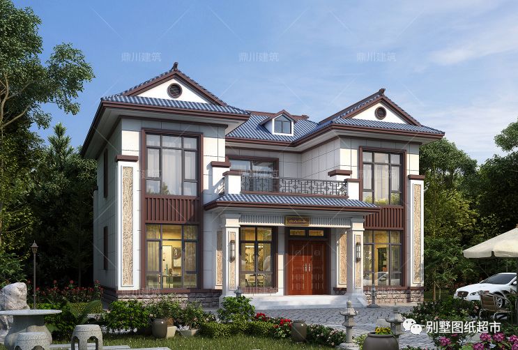 开间13米,二层新中式别墅,外观沉稳古朴,布局实用性高