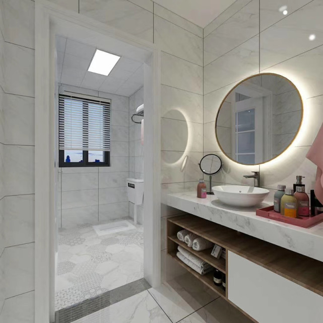 132平现代风遇上澄净温柔的藕粉，每个区域都散发着灼眼的浪漫