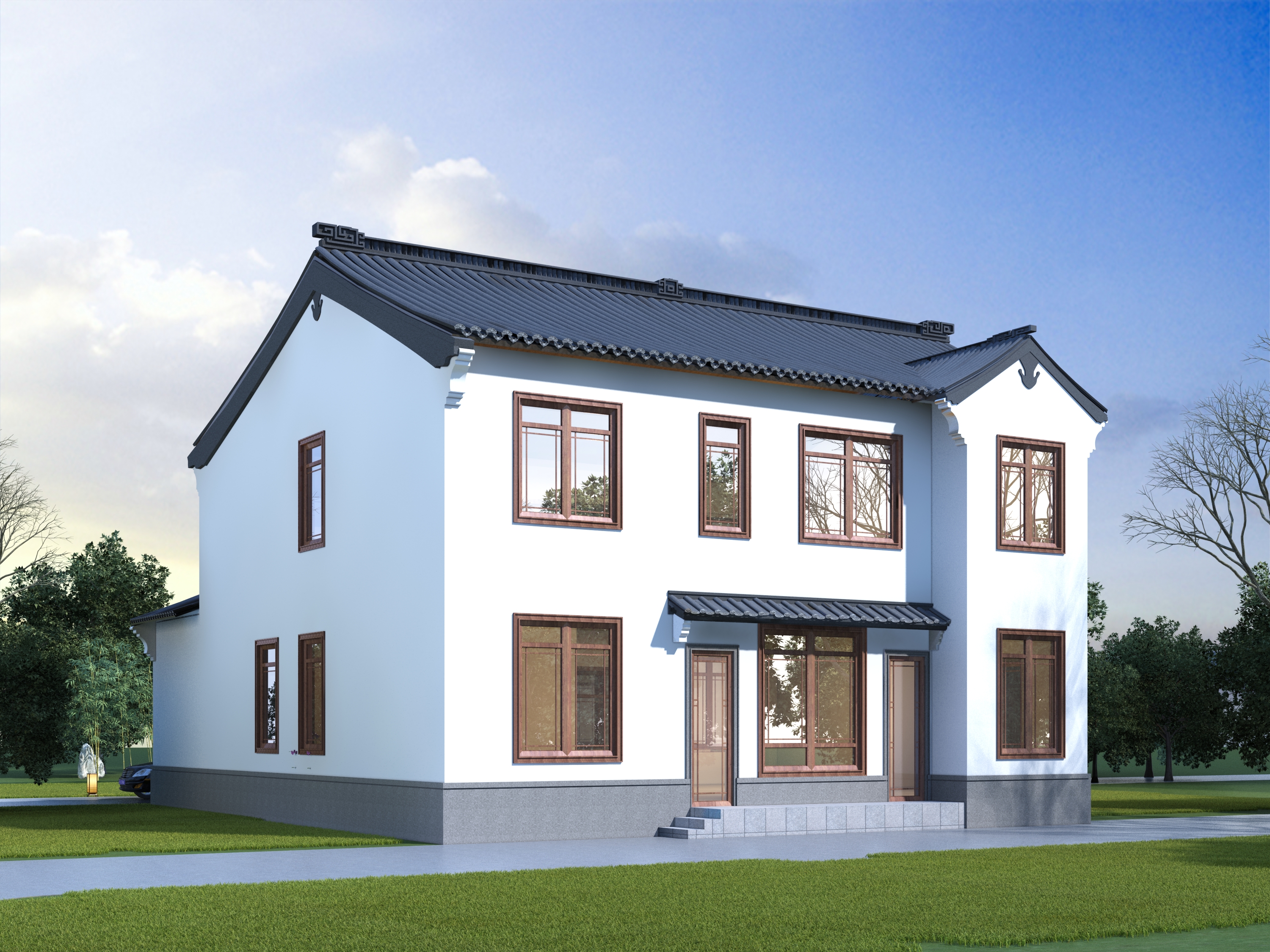 新中式二层住宅设计,造型经典大气又耐看