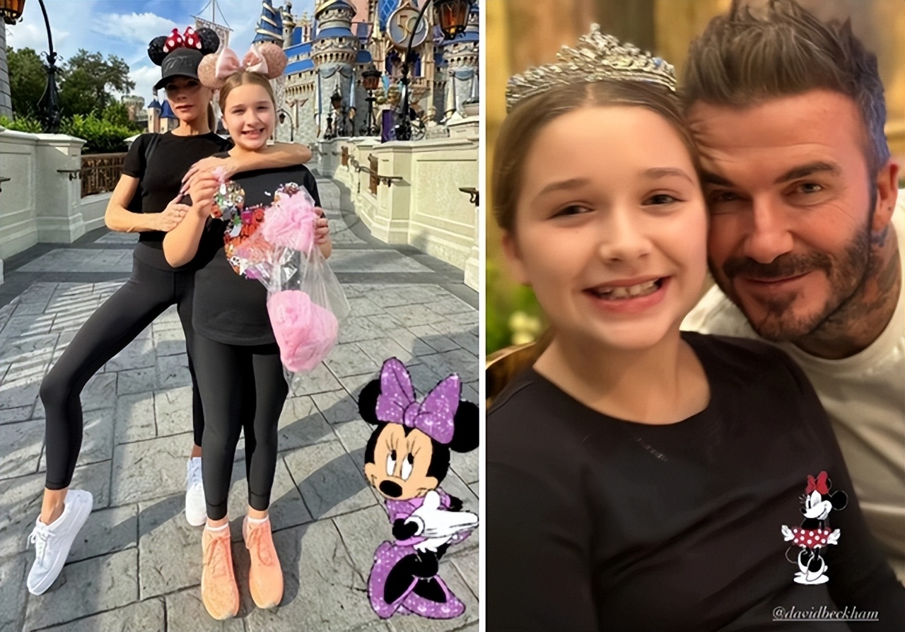 小贝|小贝一家4口逛迪士尼!小七终于瘦了,贝嫂逆生长,懒理儿子儿媳