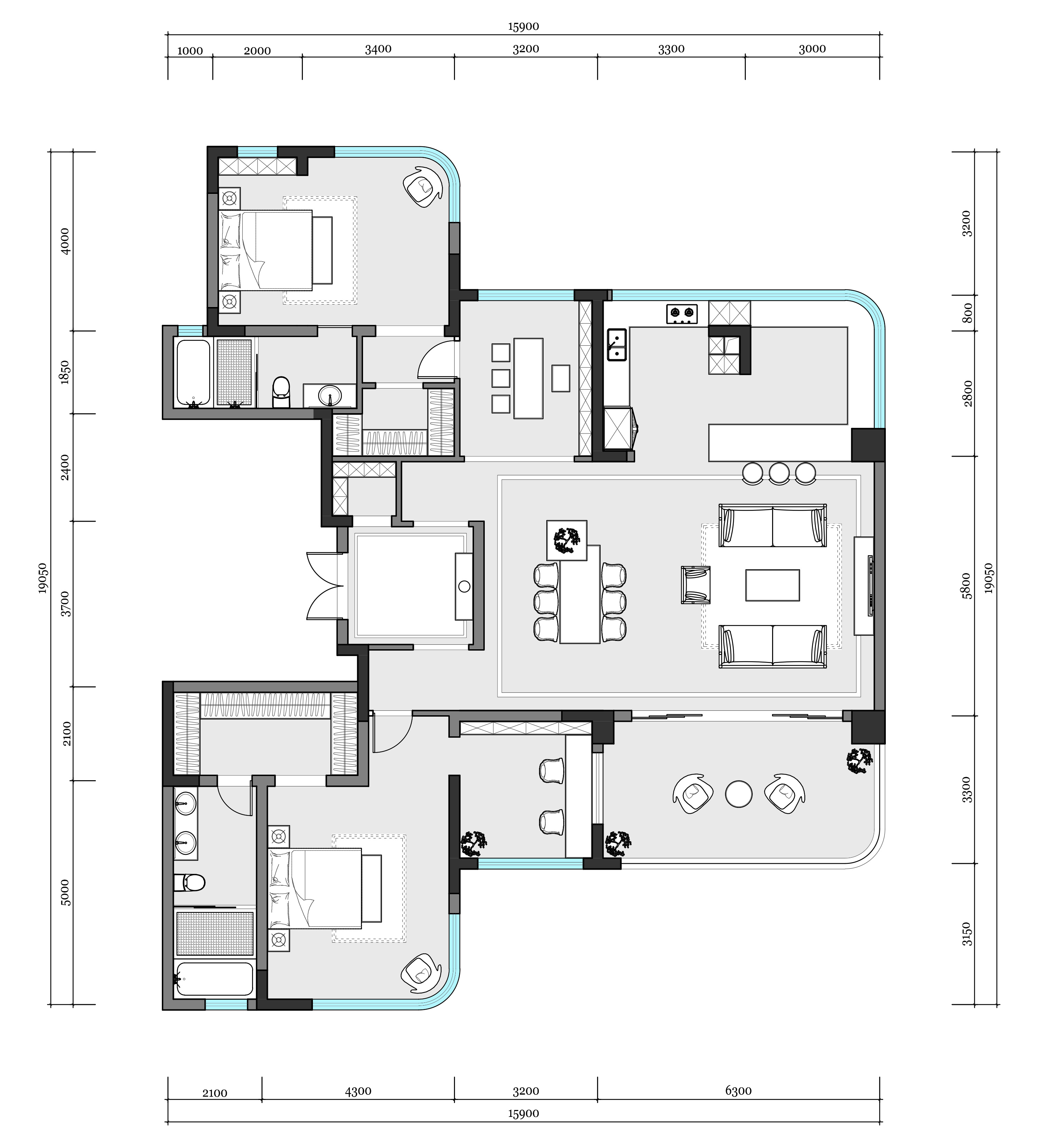 4室改2室,205㎡新中式大平层