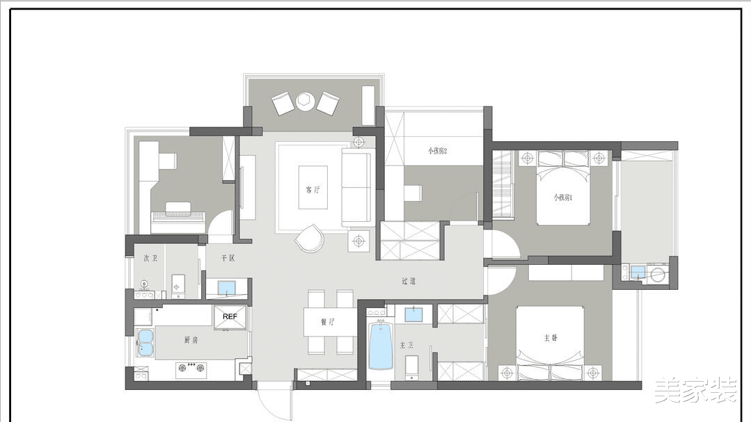115平方米三居室,还有超大阳台休闲区,实现生活和理想的结合