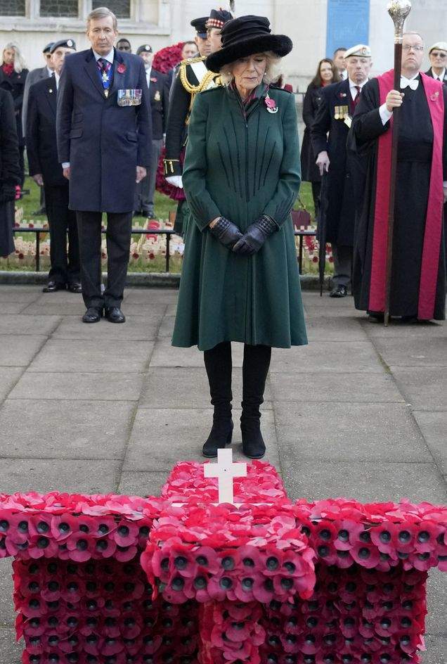 丰满|王后卡米拉出席纪念活动,很不修边幅,不仅发丝凌乱还晕了眼妆