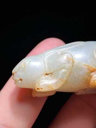 和田玉籽料|汉 和田玉 籽料 白玉 玉兔 挂件 把件