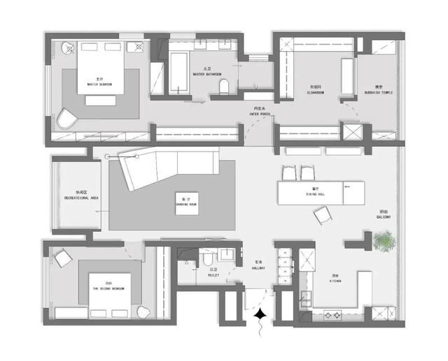 这对北京夫妻太会装修了,230㎡侘寂风大平层,入户便是高级感
