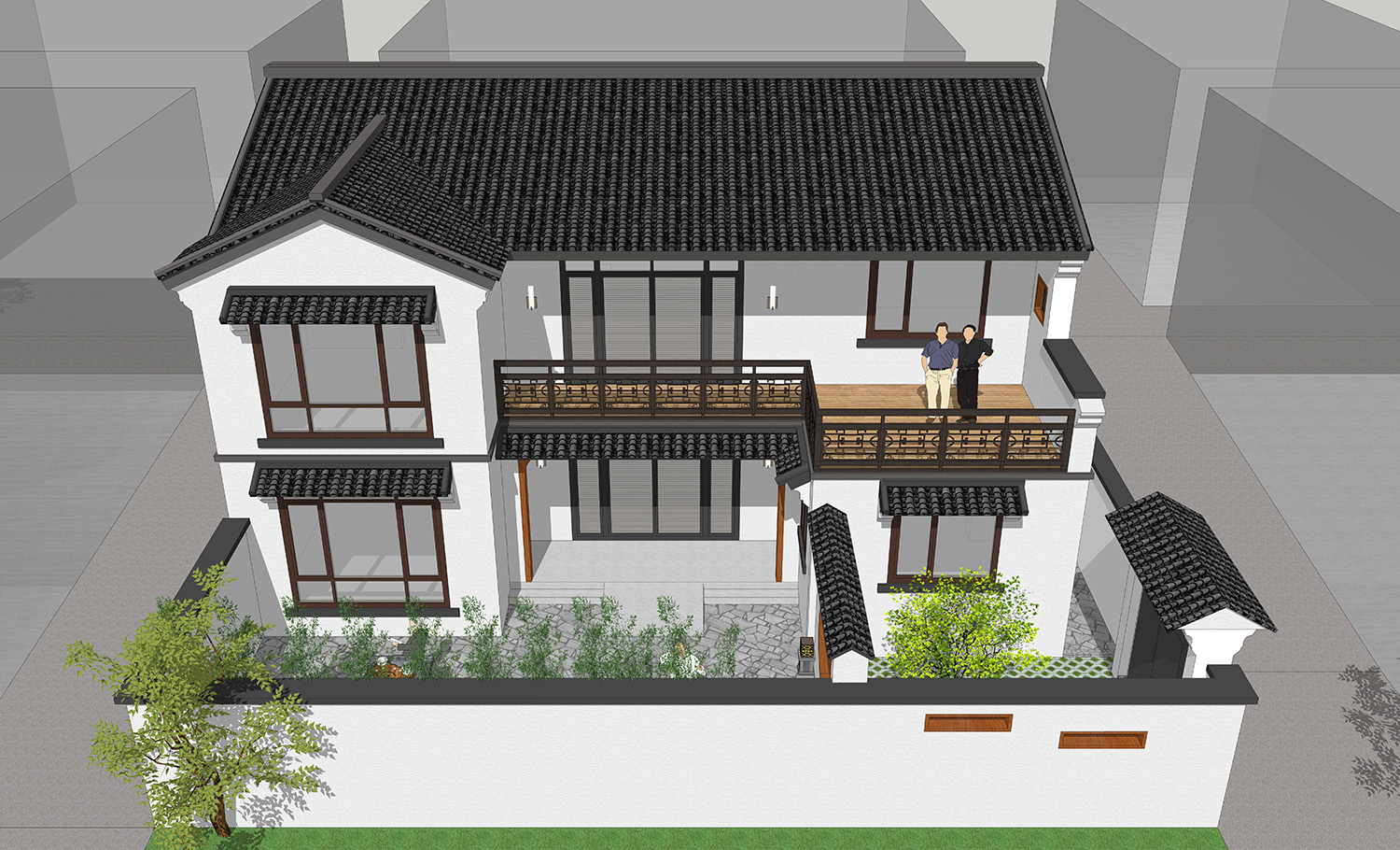 北京房山土建造价参考45万 北京房山二层新中式风格别墅