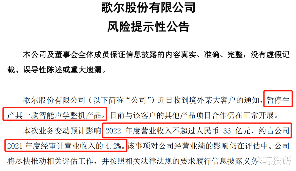 歌尔股份|暴雷！700亿大白马再度跌停