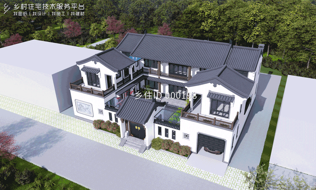 乡住科技免费图纸土建86万面宽21.6m进深17m湖南邵阳三层中式别墅