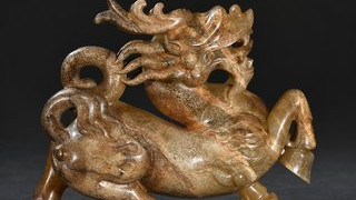 |清早期 和田玉麒麟摆件
