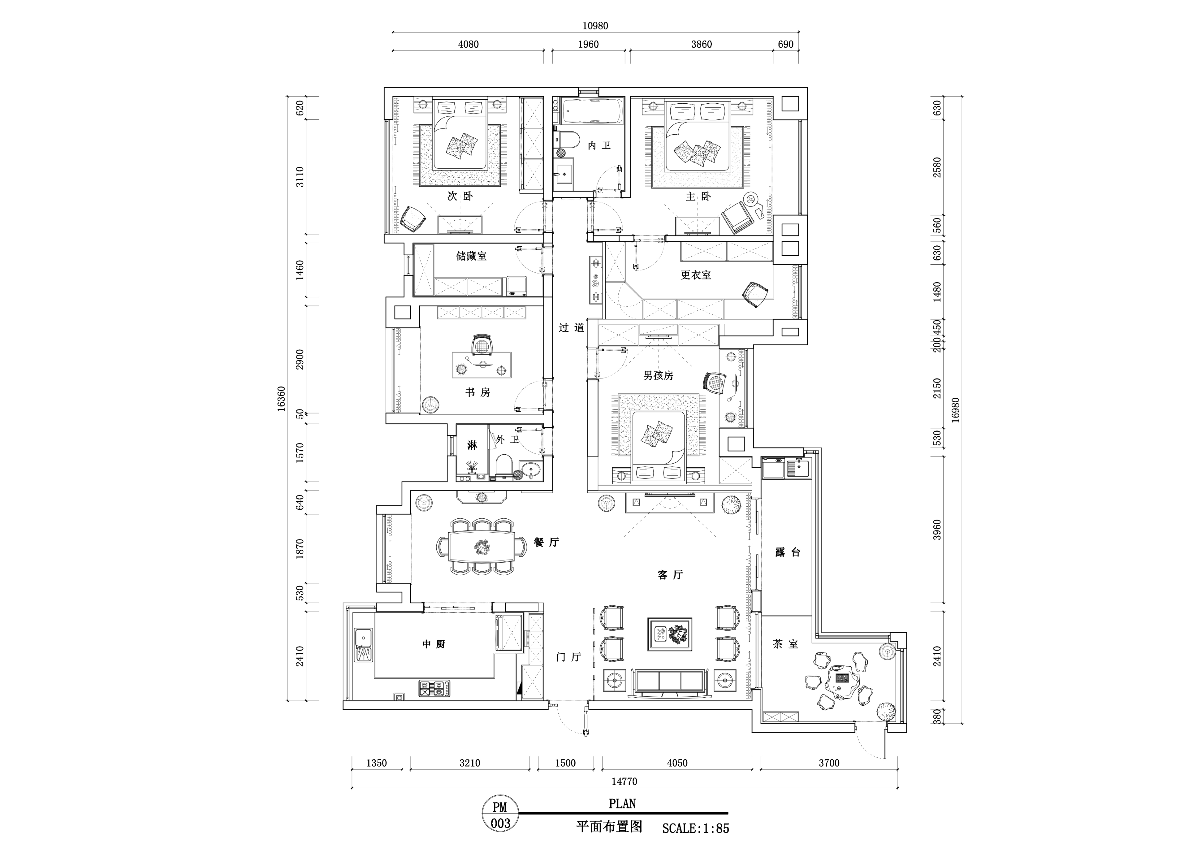 138平中式三居室，既有苏式生活的贵气与精致，又含中式的美