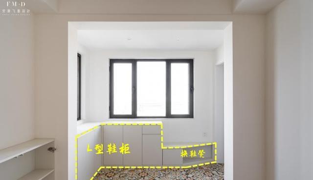 有个入户花园赚了，4.5改成玄关，L型鞋柜、斜面换鞋凳，独一份