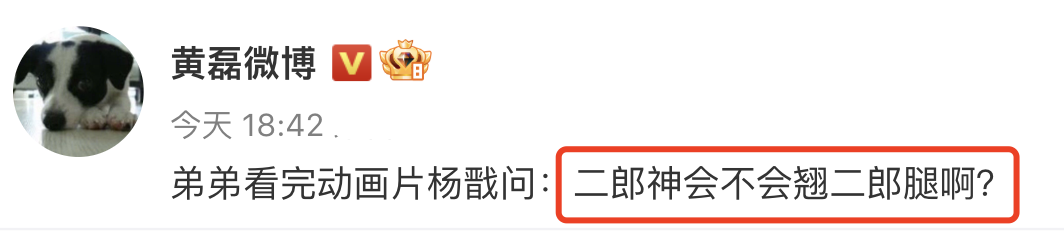 黄磊|可爱!黄磊儿子问“二郎神会不会跷二郎腿”,网友回答:他是创始人
