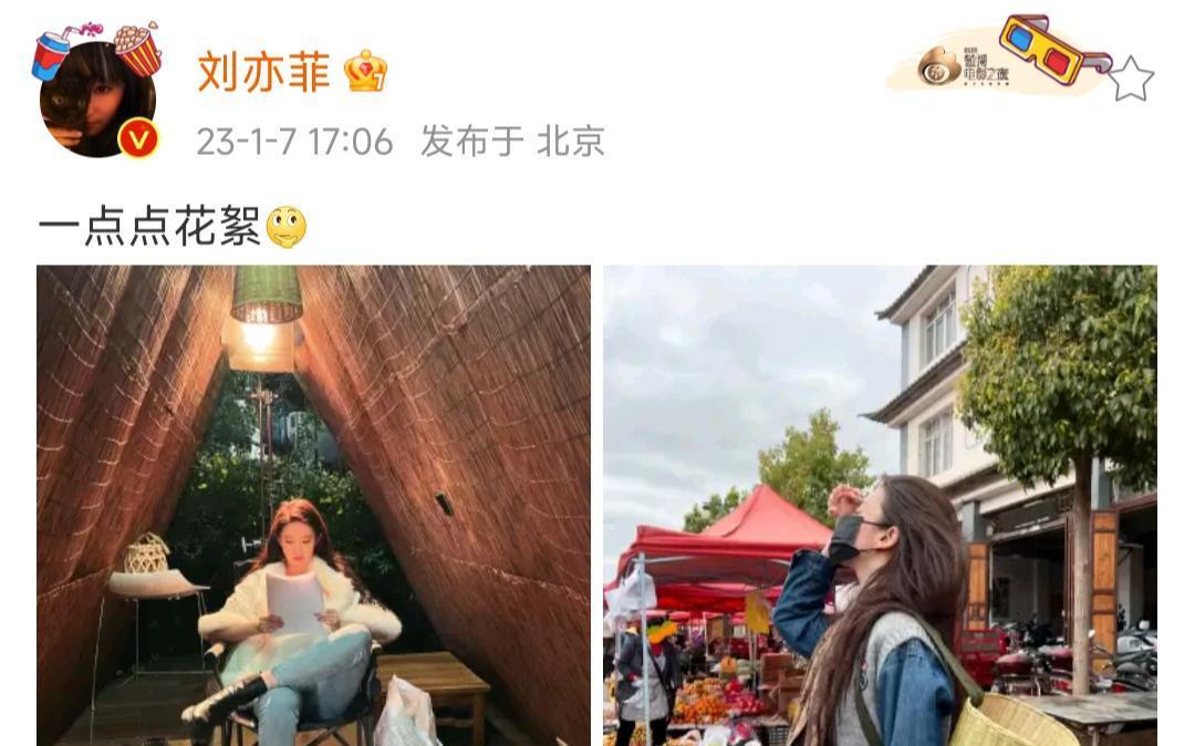 刘亦菲|刘亦菲跷二郎腿读剧本，背竹篓逛街，给路人打马赛克真细心