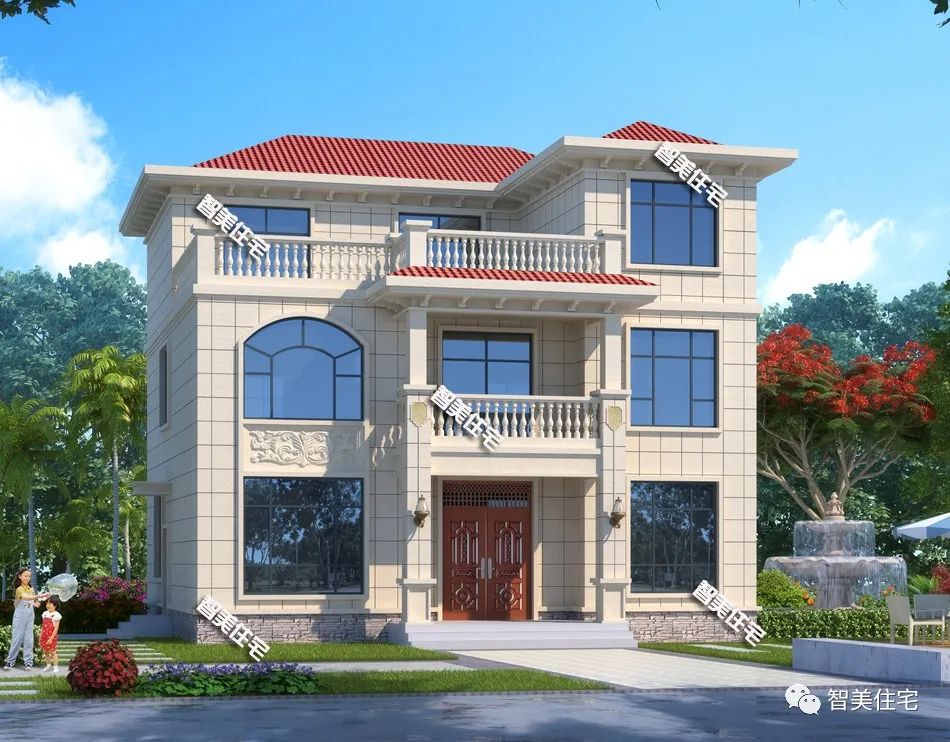 8个卧室,带堂屋设计的简欧别墅,这款户型简约且实用