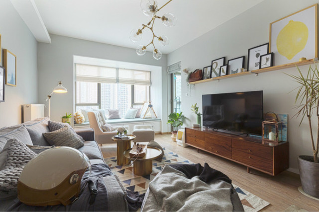 56㎡现代北欧风单身公寓,恬静生活追求,有个温暖的家甚感欣慰!