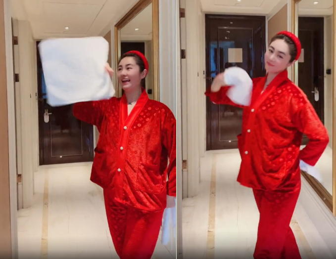 毕畅|“王小蒙”毕畅穿睡衣酒店中扭秧歌！脸颊圆润发福，睡衣仅要60元