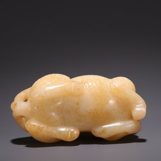 |旧藏·和田玉麒麟送书摆件