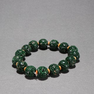 钱币|旧藏 干青翡翠钱币纹手串