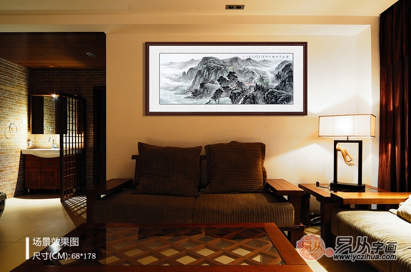 沙发后墙挂什么装饰画 山水画当今众多家庭的选择