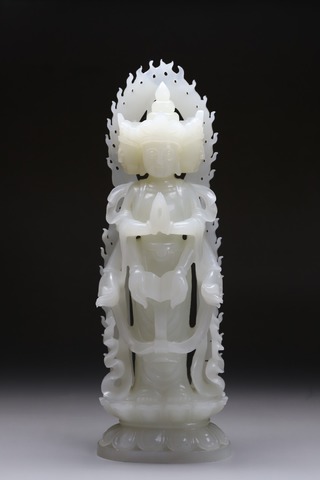 和田玉籽料|和田玉籽料“千手观音”摆件