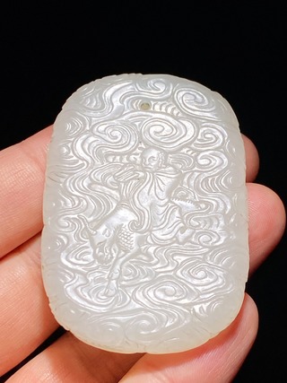 乾隆|清乾隆 和田玉籽料 白玉 罗汉 应真图 玉牌 挂件