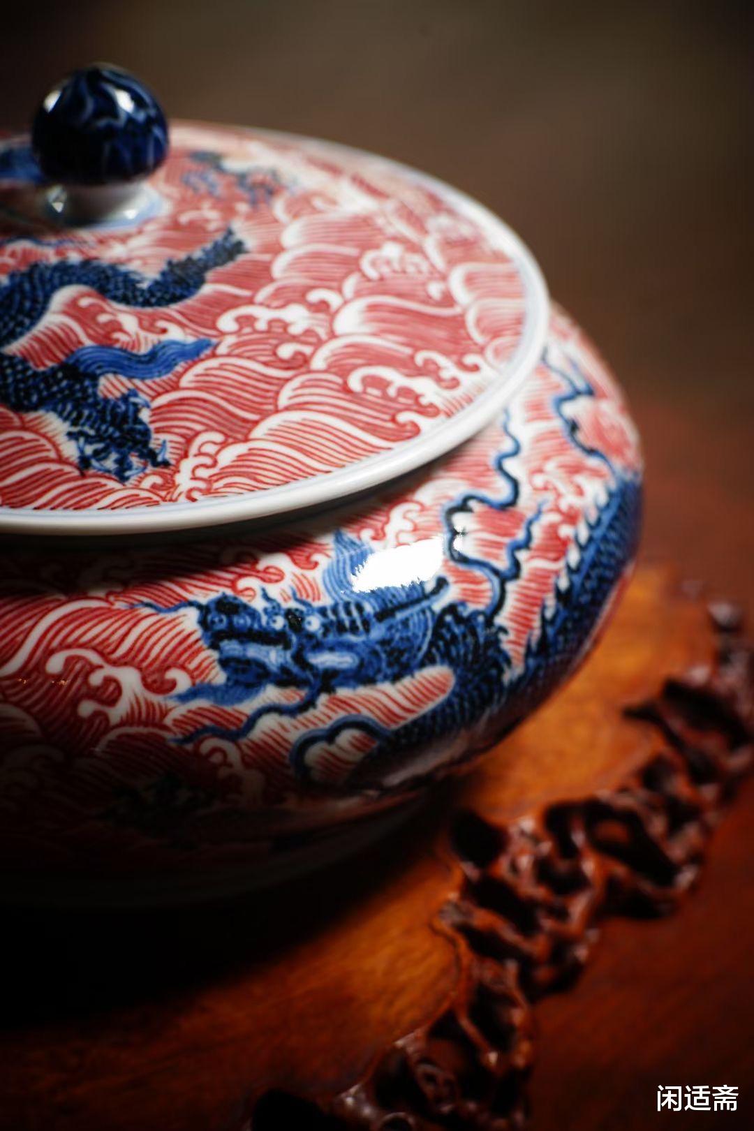 釉里红|妙挚窑壬寅年重器，釉里红海水龙纹茶罐