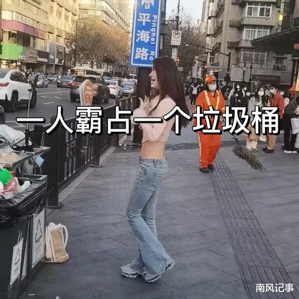 杭州:早上跳晚上跳,女子霸占垃圾桶且衣着单薄,也不怕宫寒