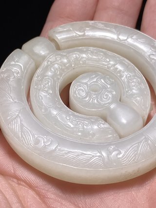 乾隆|清乾隆 和田玉籽料 白玉 北斗图 三连环 玉珮 挂件