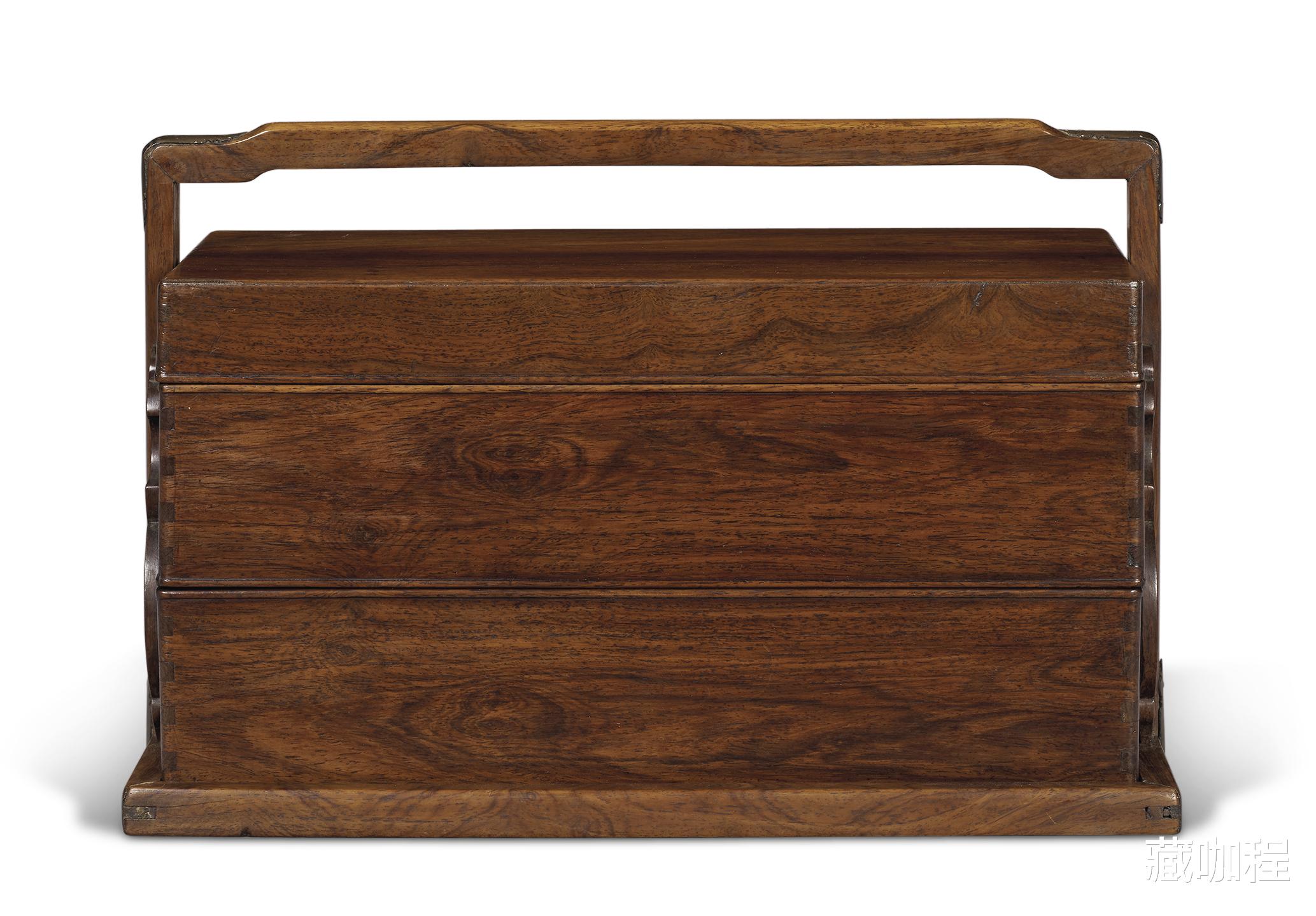 |罗汉床&素提盒,香港秋拍一大一小黄花梨家具