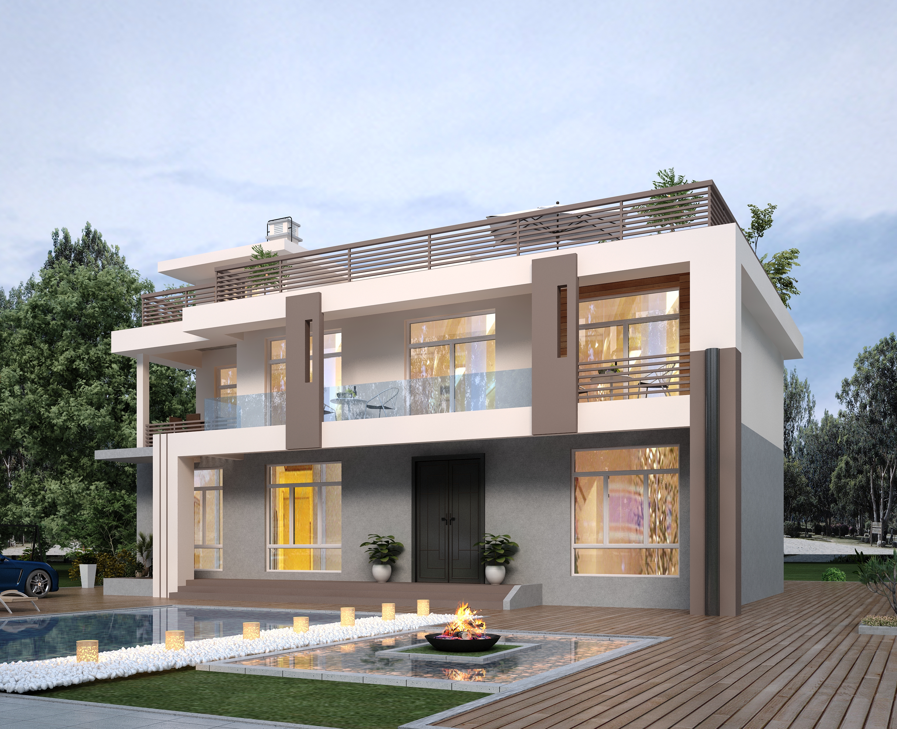 占地220平的极不规则户型,餐厨与主体分离