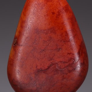 石雕|旧藏·和田玉红皮微雕观音原石雕件