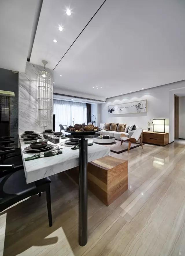 120㎡新中式雅居,巧用灯光与色调解决采光差难题!