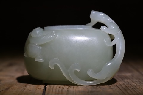 和田玉籽料|舊藏和田玉籽料“螭龙水盂”